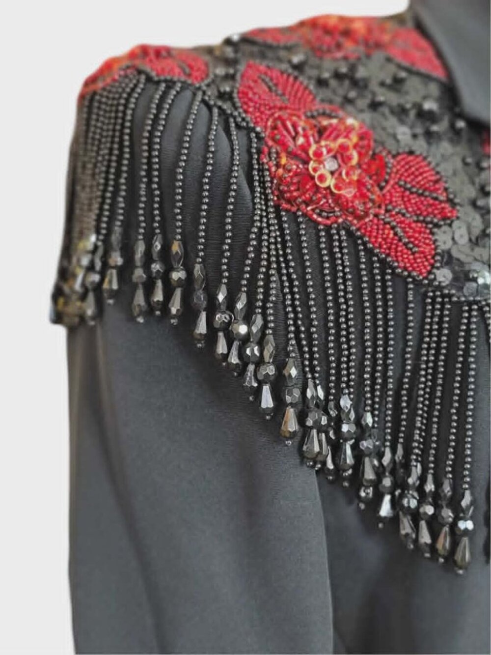 Black and Red Beaded Blazer by Criscione